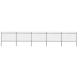Garden Fence with Spear Top Steel 8.5x1.2 m Black