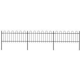 Garden Fence with Hoop Top Steel 5.1x0.8 m Black