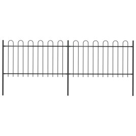 Garden Fence with Hoop Top Steel 3.4x1 m Black