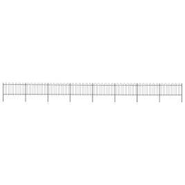 Garden Fence with Hoop Top Steel 13.6x1 m Black