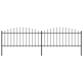 Garden Fence with Spear Top Steel (0.5-0.75)x3.4 m Black