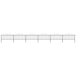 Garden Fence with Spear Top Steel (0.5-0.75)x10.2 m Black