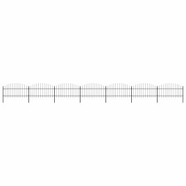 Garden Fence with Spear Top Steel 1-1.25x11.9 m Black