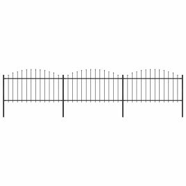 Garden Fence with Spear Top Steel 1.25-1.5x5.1 m Black