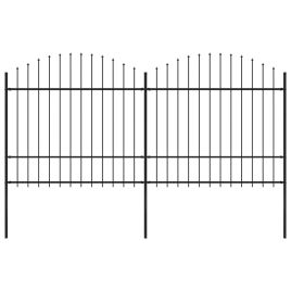 Garden Fence with Spear Top Steel (1.5-1.75)x3.4 m Black
