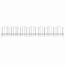 Garden Fence with Spear Top Steel 1.75-2x11.9 m Black