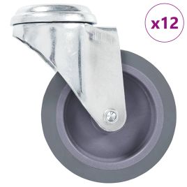 12 Pcs Bolt Hole Swivel Casters 75mm