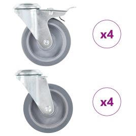 8 Pcs Bolt Hole Swivel Casters 100mm