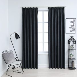 Blackout Curtains with Hooks 2 pcs Anthracite 140x245 cm