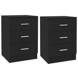 Bedside Cabinets 2 pcs Black 38x35x56cm Engineered Wood