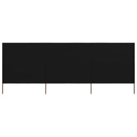 3-panel Wind Screen Fabric 400x120 cm Black