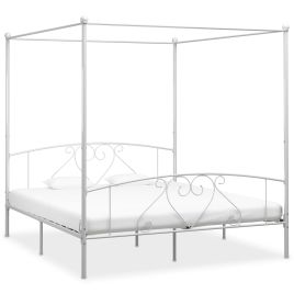 Canopy Bed Frame White Metal 6FT Super King