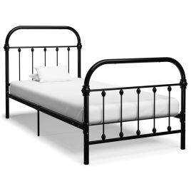 Bed Frame Black Metal 100x200 cm