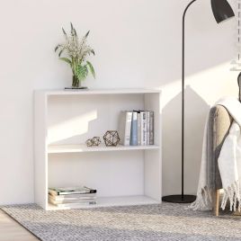 2-Tier Book Cabinet White 80x30x76.5 cm Chipboard