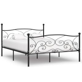 Bed Frame with Slatted Base Black Metal 200x200 cm