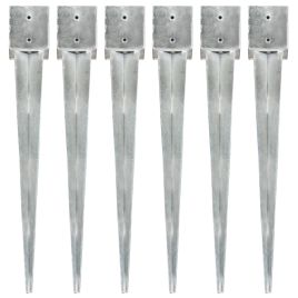 Ground Spikes 6 Pcs Silver 12x12x89cm Galvanised Steel