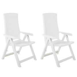 Garden Reclining Chairs 2 pcs Plastic White