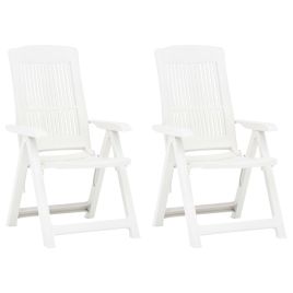 Garden Reclining Chairs 2 pcs Plastic White