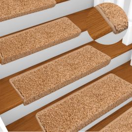 Stair Mats 15 Pieces 65x21x4 cm Beige Rectangular Edge