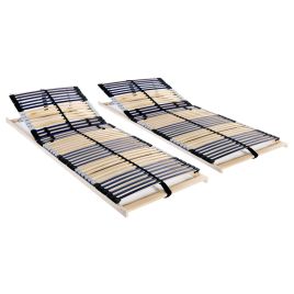 Slatted Bed Bases 2 pcs with 42 Slats 7 Zones 70x200 cm
