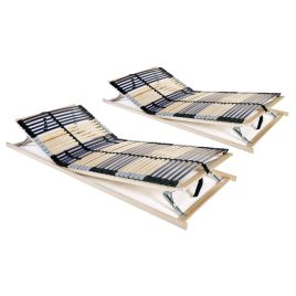 Slatted Bed Bases 2 pcs with 42 Slats 7 Zones 80x200 cm