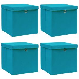 Storage Boxes with Lids 4s pcs Baby Blue 32x32x32 cm Fabric