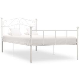 Bed Frame White Metal 90x200 cm