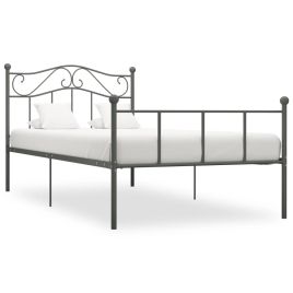 Bed Frame Grey Metal 100x200 cm