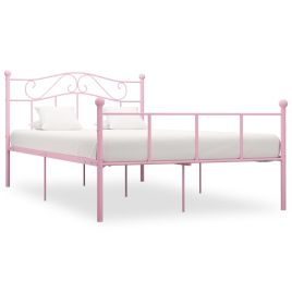 Bed Frame Pink Metal 120x200 cm
