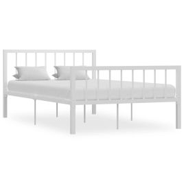 Bed Frame White Metal 120x200 cm