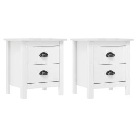 Bedside Cabinet Hill 2 pcs White 46x35x49.5cm Solid Pine Wood - Blais