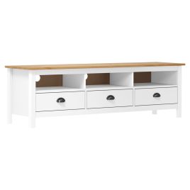 TV Cabinet Hill White 158x40x47 cm Solid Pine Wood