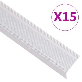 Stair Nosings in L-shape 15 pcs Aluminium 90 cm Silver