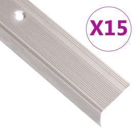 Stair Nosings in L-shape 15 pcs Aluminium 90 cm Champagne