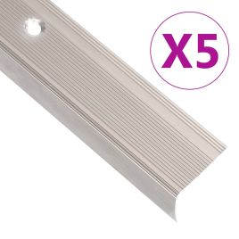 Stair Nosings in L-shape 5 pcs Aluminium 90 cm Champagne