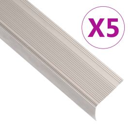 Stair Nosings in L-shape 5 pcs Aluminium 90 cm Champagne