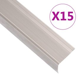 Stair Nosings in L-shape 15 pcs Aluminium 90 cm Champagne