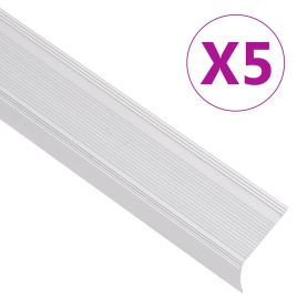 Stair Nosings in L-shape 5 pcs Aluminium 100 cm Silver