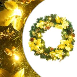 SLEEVY Christmas Wreath with LED Lights Green 60 cm PVC