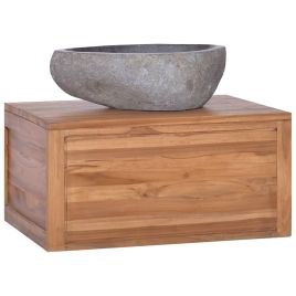 Wall-mounted Bathroom Cabinet 60x45x30 cm Solid Teak Wood
