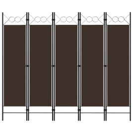 5-Panel Room Divider Brown 200x180 cm