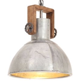 Industrial Hanging Lamp 25 W Silver Round 30 cm E27