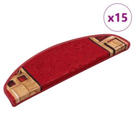 Self-adhesive Stair Mats 15 Pieces Red 65x21x4 cm