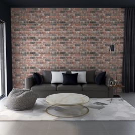 3D Wall Panels with Dark Brown & Grey Brick Design 11 pcs EPS