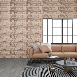 3D Wall Panels with Beige Brick Design 11 Pcs