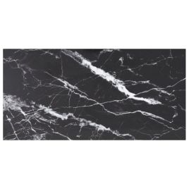 Table Top Black 100x50 cm 6mm Tempered Glass with Marble Design