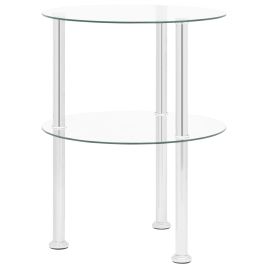 2-Tier Side Table Transparent 38 cm Tempered Glass