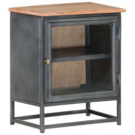 Bedside Cabinet Grey 40x30x50cm Solid Acacia Wood
