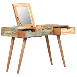 Dressing Table with Mirror 112x45x76cm Solid Reclaimed Wood