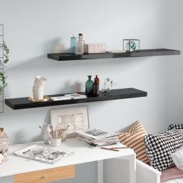 Floating Wall Shelves 2 pcs High Gloss Black 120x23.5x3.8 cm MDF